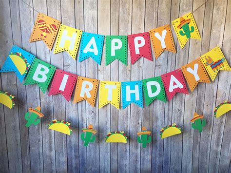 Fiesta Birthday Party Banner Mexican Party Cactus First Birthday