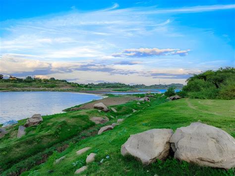 Um Rio Atravessa Uma Paisagem Verdejante Foto Premium