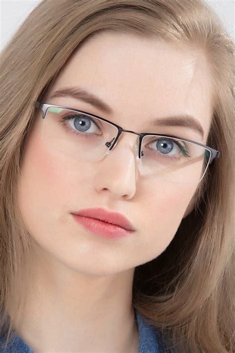 Furox Rectangle Gunmetal Semi Rimless Eyeglasses Eyebuydirect