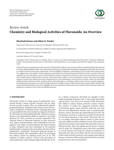 Chemistry And Biological Activities Of Flavonoids An Overview PDF