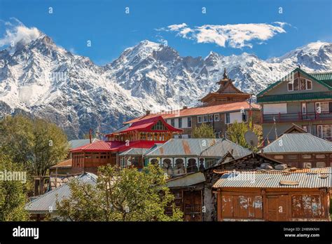 Scenic Himachal Village At Kalpa With Majestic Kinnaur Kailash Himalaya