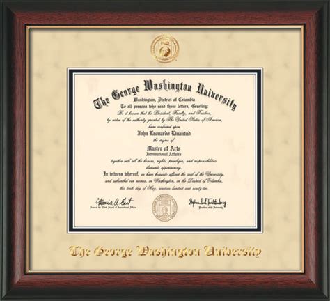 George Washington U Diploma Frame Rose Gold Lip Seal Cream Suedeblack