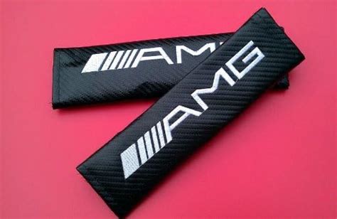 Mercedes Benz Amg Carbon Fibre Car Seat Belt Cover Cushion Shoulder