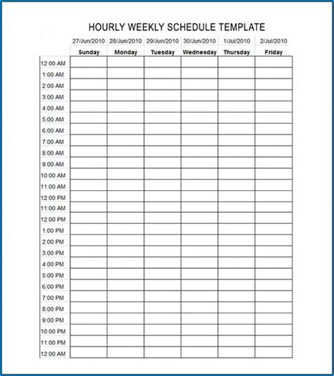 Printable Blank Daily Schedule Template Cardtemplatemyid