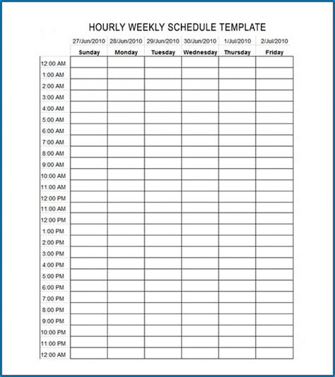 Printable Blank Daily Schedule Template Cardtemplate My Id