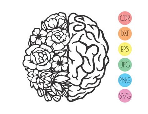 Mental Health Svg Flower Brain Svg Wildflower Svg Human Etsy