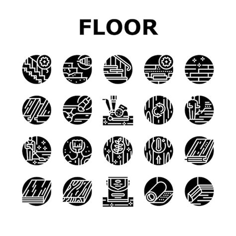 Premium Vector Hardwood Floor And Stair Renovate Icons Set Vector