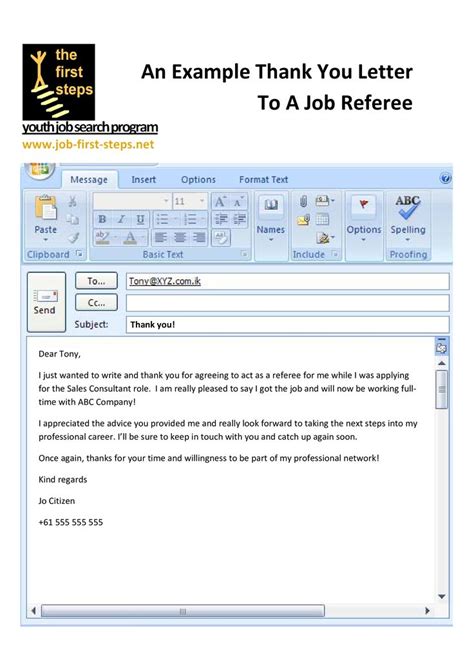 Job Reference Thank You Letter Template