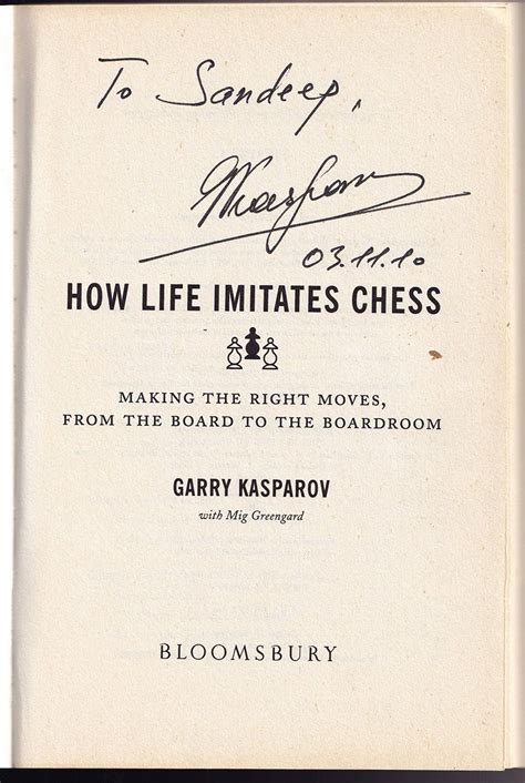 Garry Kasparov Autograph Signed Book How Life Imitates Chess – Tamino