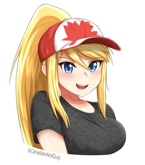 Safebooru 1girl Bangs Baseball Cap Black Shirt Blonde Hair Blue Eyes Blush Breasts Canada