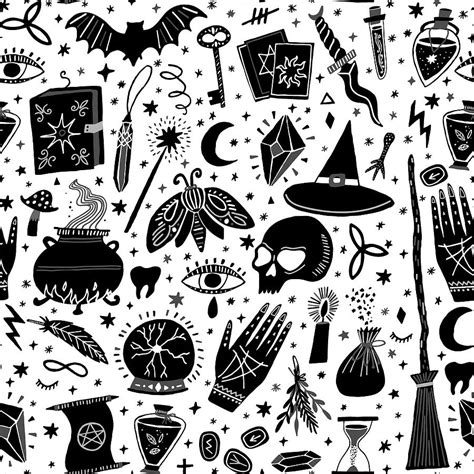 magic witch seamless pattern. Witchcraft background Drawing by Julien - Fine Art America