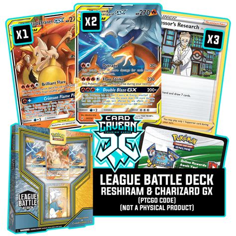 League Battle Deck Reshiram And Charizard Gx Ptcgl Code Card Cavern