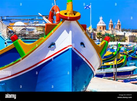 Traditional Fishing Boats Luzzu In Malta Stock Photo Alamy