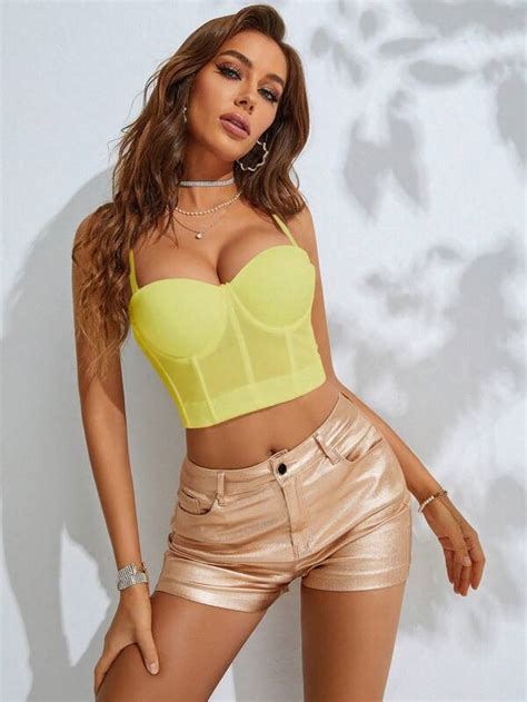 Apperloth A Solid Bustier Crop Cami Top Shein Usa