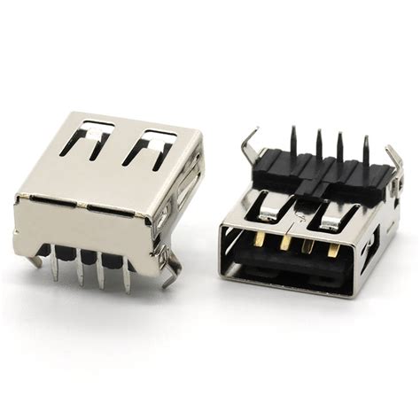 Top Mount Usb A Female Socket Dip Type Connector 90 Degree