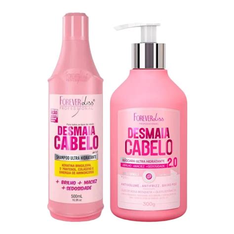 Forever Liss Kit Desmaia Cabelo Shampoo 500ml Máscara 2 0 Mais Potente