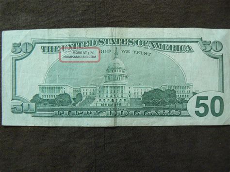 1996 $50 Dollar Bill, Error Note, Fifty Old U S Money Currency Low ...