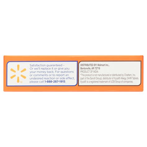 Equate Levocetirizine Dihydrochloride Usp Allergy Relief Tablets 5 Mg