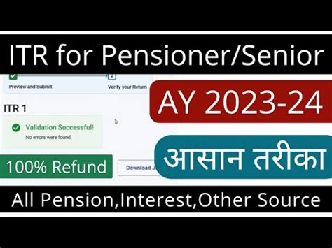 Itr Filing Online For Pensioner Itr For Senior Citizen For