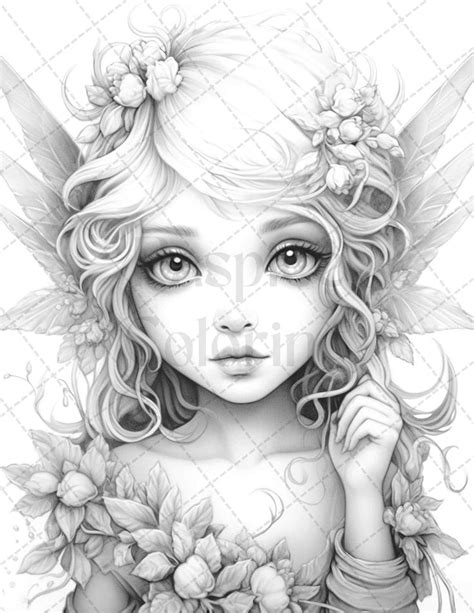 45 Adorable Chibi Fairy Grayscale Coloring Pages Printable For Adults