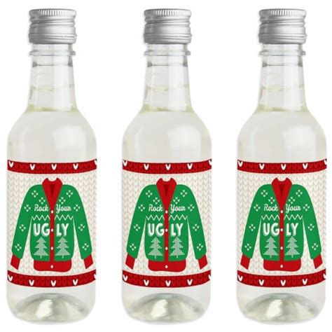 Big Dot Of Happiness Ugly Sweater Mini Wine Bottle Label Stickers