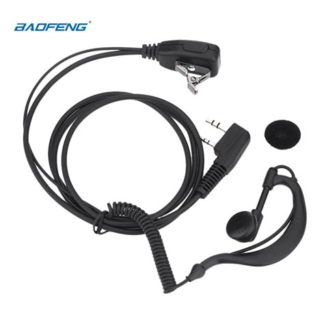 2pin G Shape Earpiece Ptt Mic Ear Hook Curve Headset For Baofeng Two Way Radio Walkie Talkie Uv