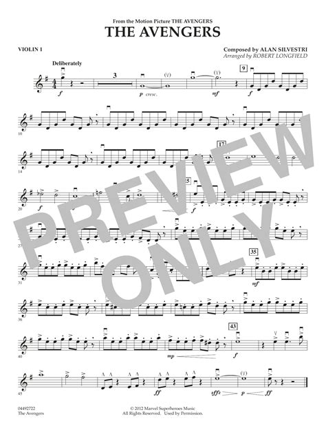 The Avengers Arr Robert Longfield Violin 1 By Alan Silvestri Sheet Music For String Quartet