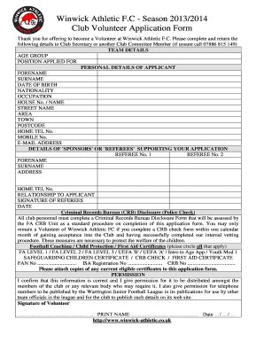 Fillable Online Winwick Athletic F Pitchero Fax Email Print Pdffiller