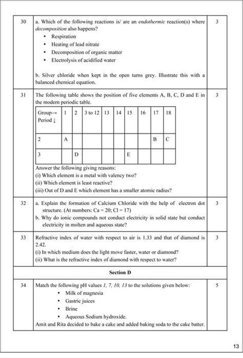 Cbse Board Class 10 Exam 2021 Download Class 10 Science Sample Paper Here