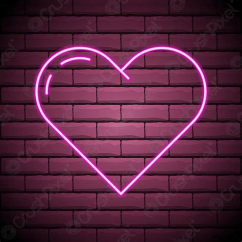 Bright Heart Neon Sign Retro Neon Heart Sign On Brick Stock Vector