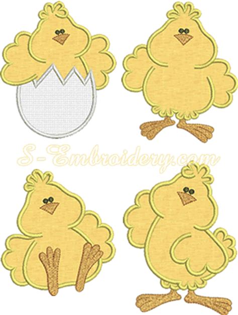 Chicks Applique Machine Embroidery Set Sku