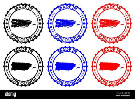 Made In Puerto Rico Rubber Stamp Vector Puerto Rico Map Pattern