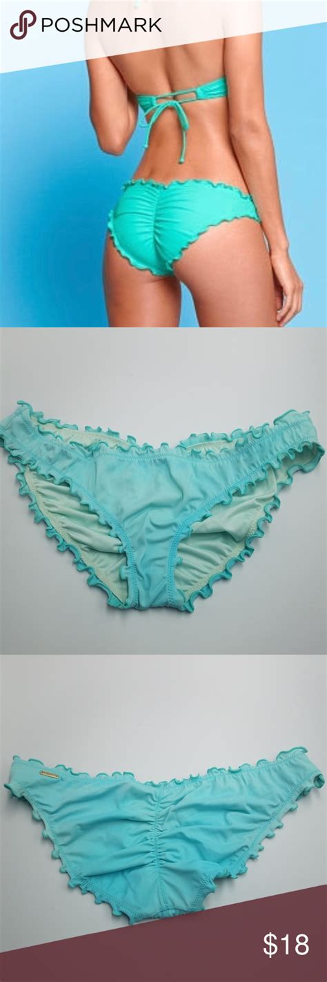 Victorias Secret Mint Ruffle Cheeky Bikini Bottom Bikinis Cheeky