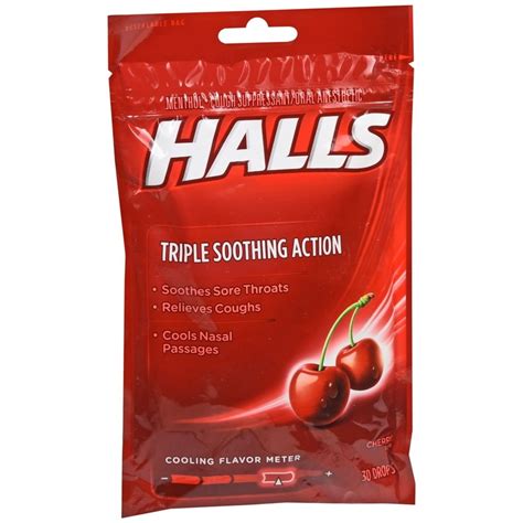 Halls Cough Suppressantoral Anesthetic Drops Cherry 30 Ea Medcare