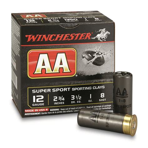 Winchester 12 Gauge Aa Supersport Sporting Clays Shotshells 2 3 4 Shell 1 Oz 25 Rounds