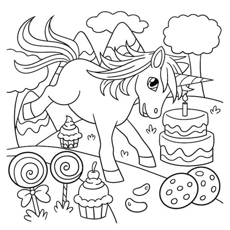 Coloriage Princesse Licorne Pour Les Enfants Vecteur Premium