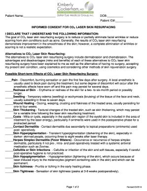 Fillable Online Informed Consent For Co Laser Skin Resurfacing Fax