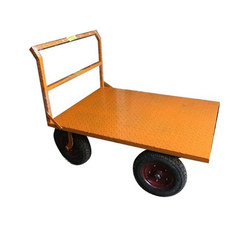 Mild Steel 4 Wheel Yellow MS Platform Trolley For Industrial At Rs