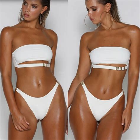 Sexy Metal Buckle Bikini 2019 High Cut Swimsuit Women Bikini Set