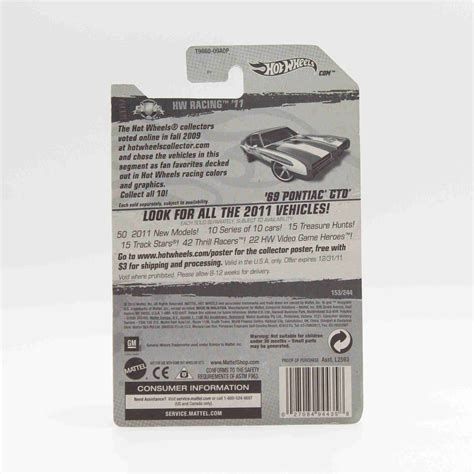 Hot Wheels 69 Pontiac GTO HW Racing 11 Leonor Toy S Collectibles