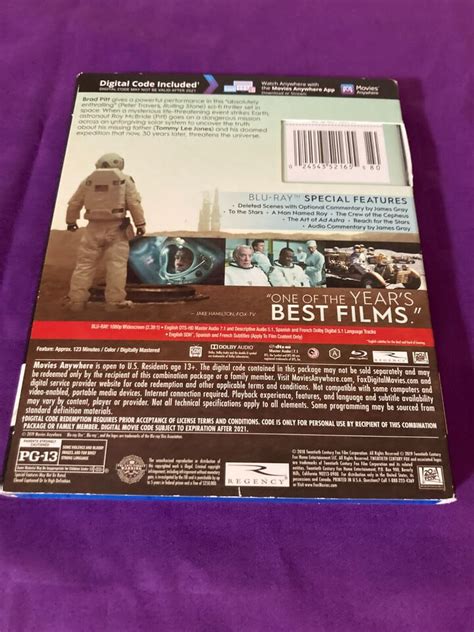 Ad Astra Blu Ray Starring Brad Pitt Very Good Condition