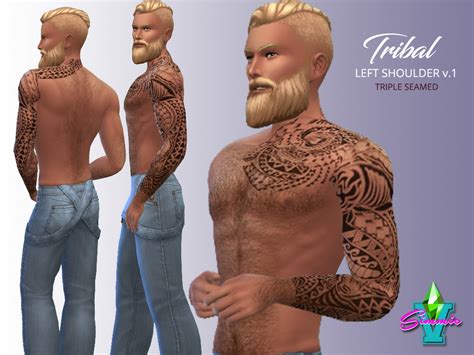 The Sims Resource SimmieV Tribal Left Shoulder V1 Tribal Outfit