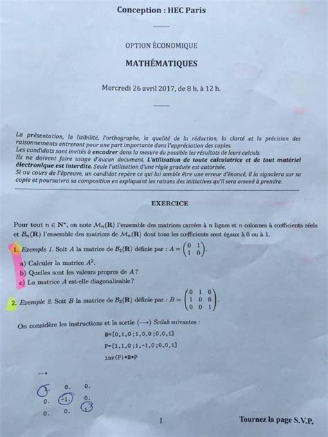 Maths HEC 2017 ECE Sujet Major Prépa