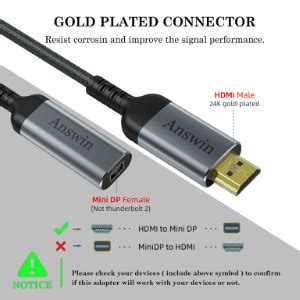 Amazon Answin HDMI To Mini DisplayPort Adapter 4K HDMI To Mini