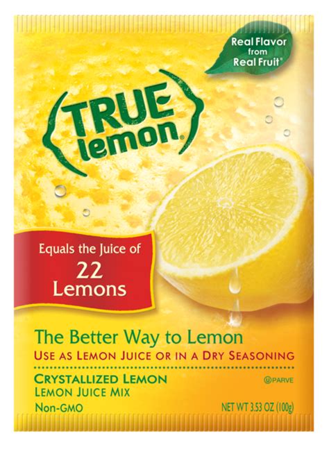 True Lemon Juice Mix Single Pack Salt Free Seasoning Citrus Drinks