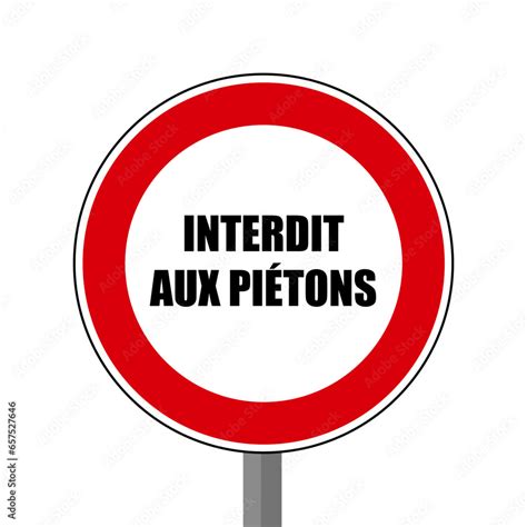 Interdit aux piétons Panneau rond rouge Stock Vector Adobe Stock