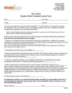 Fillable Online Student Other Untaxed Income Form Fax Email