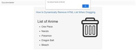 How To Dynamically Remove Html List When Dragging In Javascript