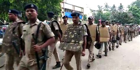 Police Flag March In Bhadrak Ahead Of Eid Orissapost