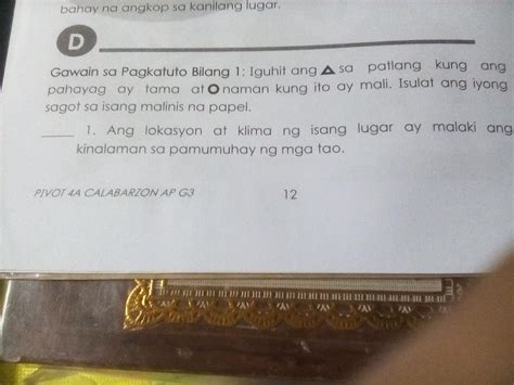 Gawain Sa Pagkatuto Bilang Iguhit Angsa Patlang Kung Ang Pahayag Ay